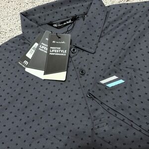 Travis Mathew Polo Shirt Geometric Performance Company Logo Grey Pima Mens XL